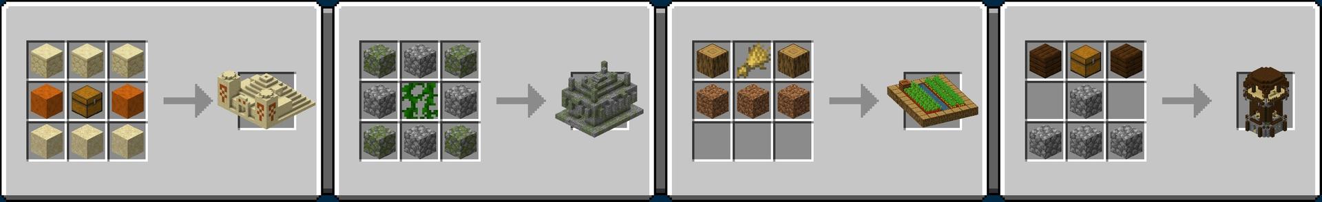 Panorama of the Minecraft Bedrock Marketplace product Craftable Structures created by Pixell Studio.