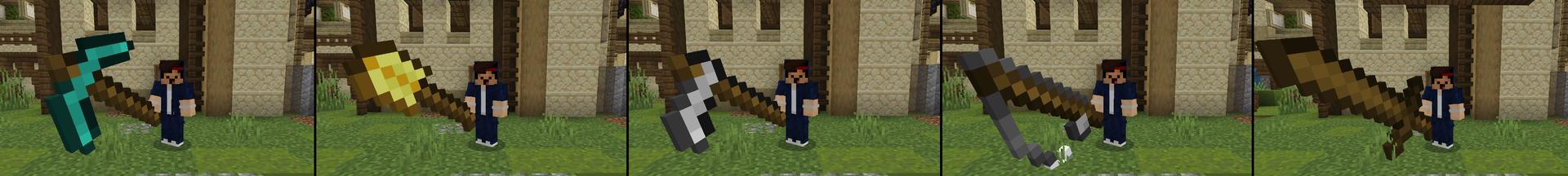 Panorama of the Minecraft Bedrock Marketplace product Giant Weapons created by Pixell Studio.