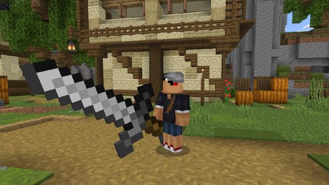 Screenshot of the Minecraft Bedrock Marketplace product Giant Weapons created by Pixell Studio.