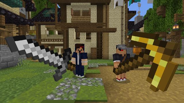 Screenshot of the Minecraft Bedrock Marketplace product Giant Weapons created by Pixell Studio.