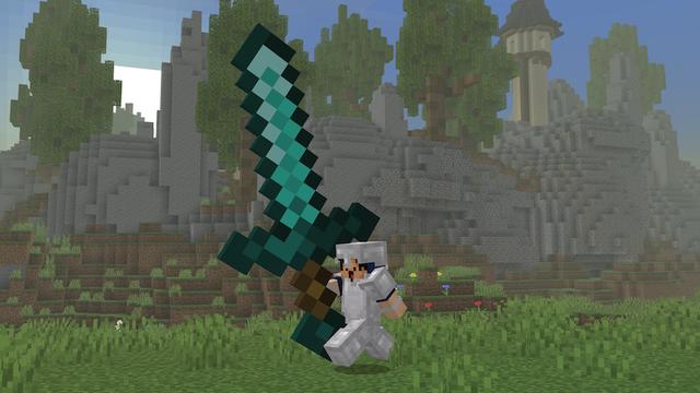 Screenshot of the Minecraft Bedrock Marketplace product Giant Weapons created by Pixell Studio.