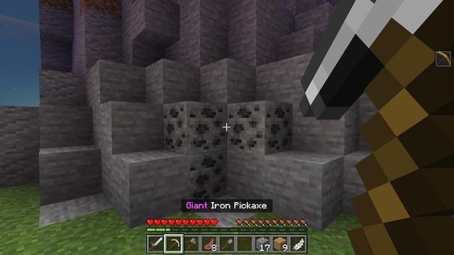 Screenshot of the Minecraft Bedrock Marketplace product Giant Weapons created by Pixell Studio.