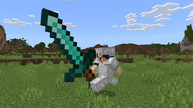 Screenshot of the Minecraft Bedrock Marketplace product Giant Weapons created by Pixell Studio.