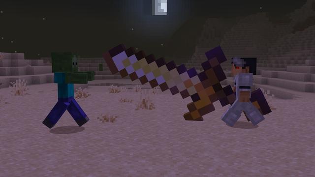 Screenshot of the Minecraft Bedrock Marketplace product Giant Weapons created by Pixell Studio.
