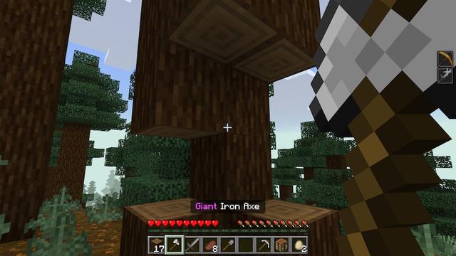 Screenshot of the Minecraft Bedrock Marketplace product Giant Weapons created by Pixell Studio.