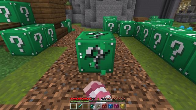 Screenshot of the Minecraft Bedrock Marketplace product Lucky Block World created by Pixell Studio.