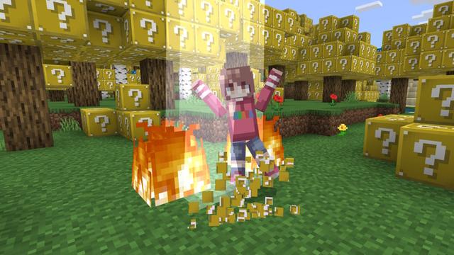 Screenshot of the Minecraft Bedrock Marketplace product Lucky Block World created by Pixell Studio.