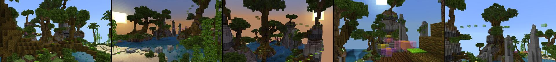 Panorama of the Minecraft Bedrock Marketplace product Mega Jungle Parkour created by Pixell Studio.