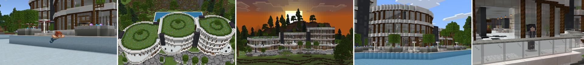 Panorama of the Minecraft Bedrock Marketplace product Mega Millionaire Mansion created by Pixell Studio.