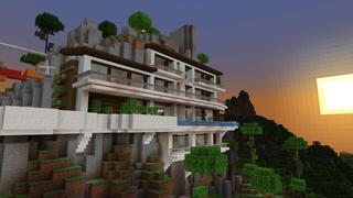 Screenshot of the Minecraft Bedrock Marketplace product Mountain Tycoon Mansion created by Pixell Studio.