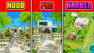 Thumbnail of the Minecraft Bedrock Marketplace product Noob vs Pro vs Hacker Mansion created by Pixell Studio.