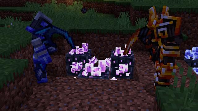 Screenshot of the Minecraft Bedrock Marketplace product Spacial Ores and Weapons created by Pixell Studio.