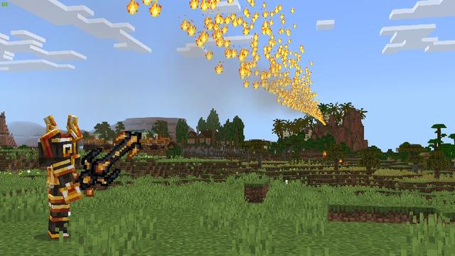Screenshot of the Minecraft Bedrock Marketplace product Spacial Ores and Weapons created by Pixell Studio.