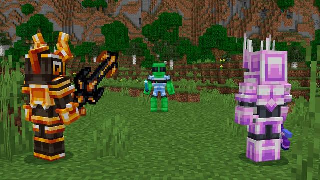 Screenshot of the Minecraft Bedrock Marketplace product Spacial Ores and Weapons created by Pixell Studio.