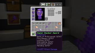 Screenshot of the Minecraft Bedrock Marketplace product Super Hacker Weapons created by Pixell Studio.