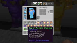 Screenshot of the Minecraft Bedrock Marketplace product Super Hacker Weapons created by Pixell Studio.