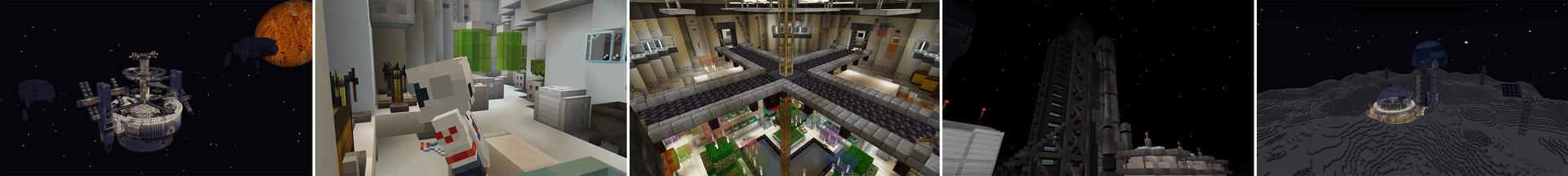 Panorama of the Minecraft Bedrock Marketplace product Survive in Space created by Pixell Studio.