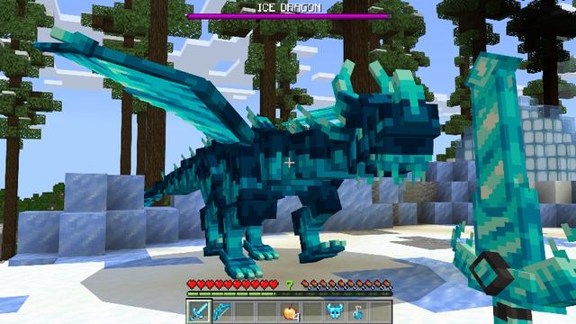 Screenshot of the Minecraft Bedrock Marketplace product Ultimate Ice Dragon created by Pixell Studio.