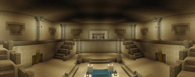 Panorama of the Minecraft Bedrock Marketplace product Escape The Desert Temple created by PixelOneUp.