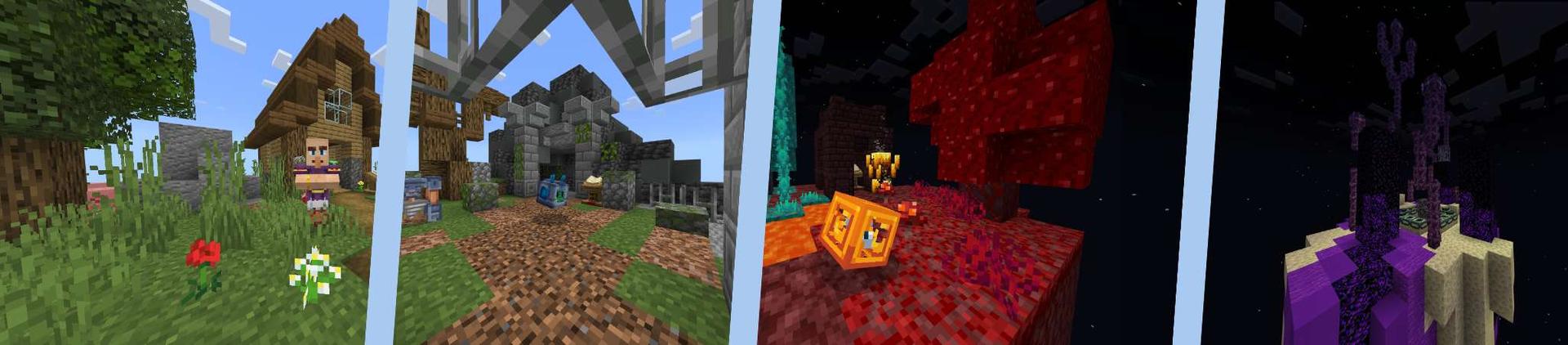 Panorama of the Minecraft Bedrock Marketplace product One Block+ created by PixelOneUp.