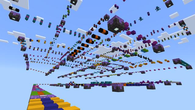 Screenshot of the Minecraft Bedrock Marketplace product Parkour Sky Obby created by PixelOneUp.