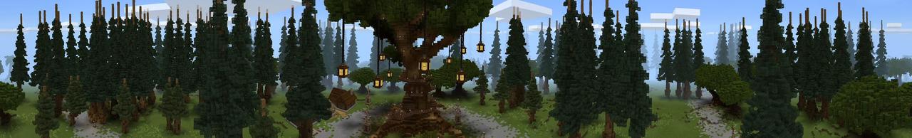 Panorama of the Minecraft Bedrock Marketplace product Volcano Island created by PixelOneUp.