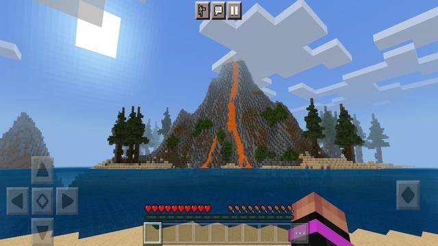 Screenshot of the Minecraft Bedrock Marketplace product Volcano Island created by PixelOneUp.