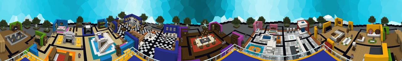 Panorama of the Minecraft Bedrock Marketplace product Furniture Super! Portal created by Pixels & Blocks.