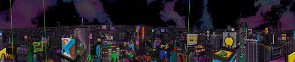 Panorama of the Minecraft Bedrock Marketplace product Skyline - Parkour & Roleplay created by Pixels & Blocks.