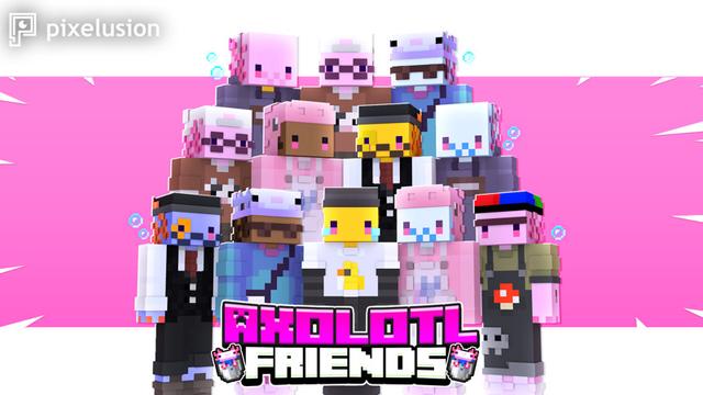 Thumbnail of the Minecraft Bedrock Marketplace product Axolotl Friends created by Pixelusion.