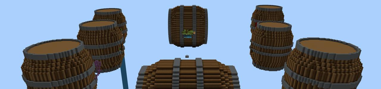 Panorama of the Minecraft Bedrock Marketplace product Barrels Survival created by Pixelusion.