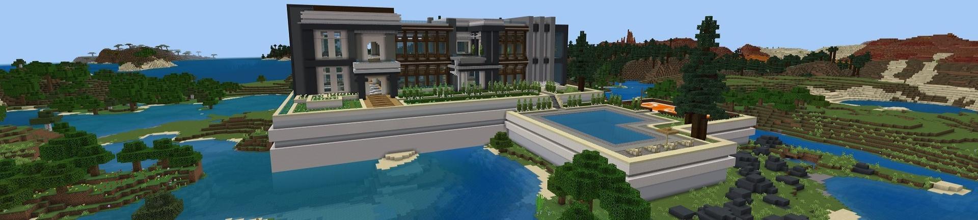 Panorama of the Minecraft Bedrock Marketplace product Billionaire Mansion created by Pixelusion.
