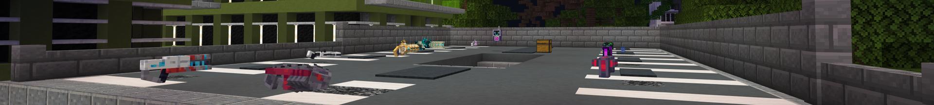 Panorama of the Minecraft Bedrock Marketplace product Blasters created by Pixelusion.