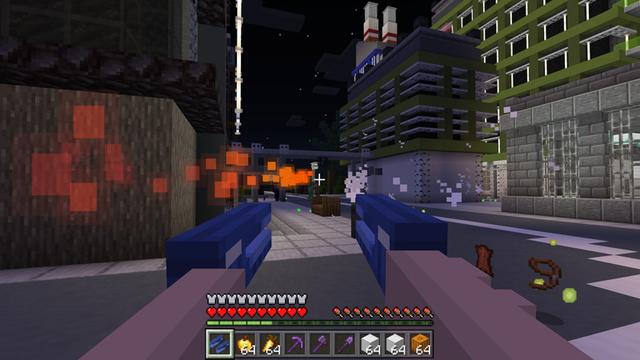 Screenshot of the Minecraft Bedrock Marketplace product Blasters created by Pixelusion.