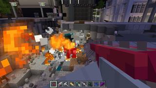 Screenshot of the Minecraft Bedrock Marketplace product Blasters created by Pixelusion.