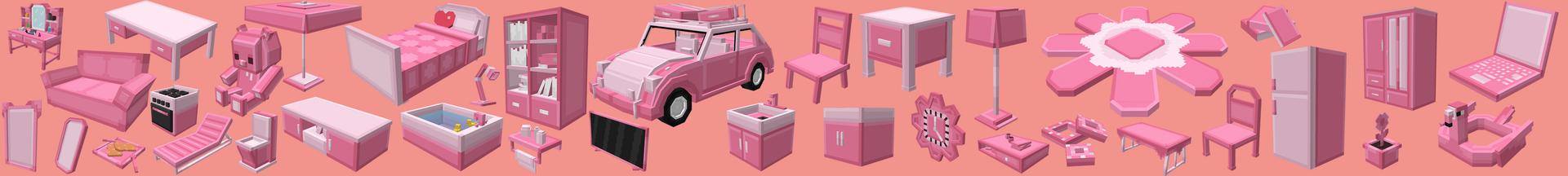 Panorama of the Minecraft Bedrock Marketplace product Cherry Furniture created by Pixelusion.