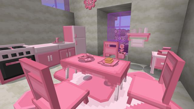 Screenshot of the Minecraft Bedrock Marketplace product Cherry Furniture created by Pixelusion.