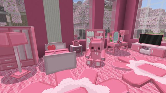 Screenshot of the Minecraft Bedrock Marketplace product Cherry Furniture created by Pixelusion.