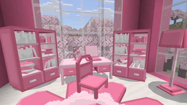 Screenshot of the Minecraft Bedrock Marketplace product Cherry Furniture created by Pixelusion.