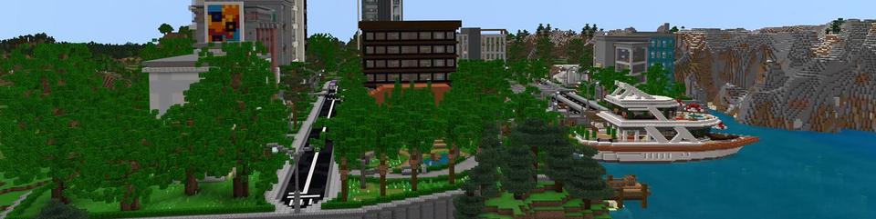 Panorama of the Minecraft Bedrock Marketplace product City Survival created by Pixelusion.