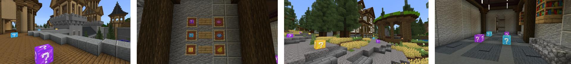 Panorama of the Minecraft Bedrock Marketplace product Craftable Lucky Blocks created by Pixelusion.