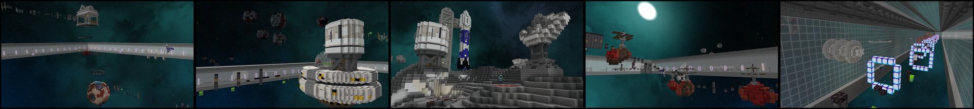 Panorama of the Minecraft Bedrock Marketplace product Evil Alien Parkour created by Pixelusion.