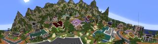 Panorama of the Minecraft Bedrock Marketplace product Family Paradise Town Vacation created by Pixelusion.