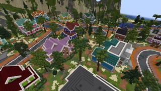 Screenshot of the Minecraft Bedrock Marketplace product Family Paradise Town Vacation created by Pixelusion.