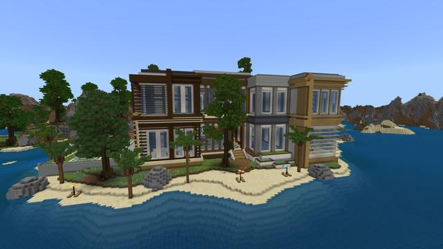 Screenshot of the Minecraft Bedrock Marketplace product Hacker Millionaire Mansion created by Pixelusion.