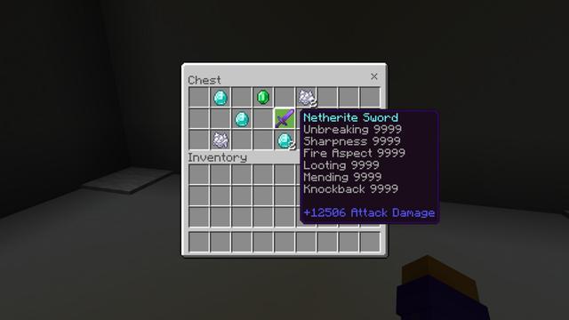 Screenshot of the Minecraft Bedrock Marketplace product Hacker Weapons created by Pixelusion.