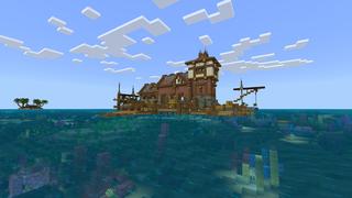 Screenshot of the Minecraft Bedrock Marketplace product Houseboat Survival Wild Ocean created by Pixelusion.