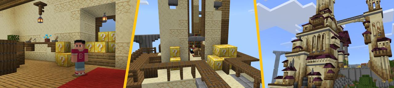 Panorama of the Minecraft Bedrock Marketplace product Mega Lucky Castle created by Pixelusion.