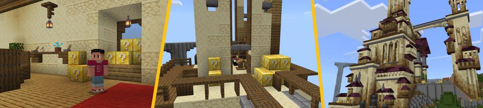 Panorama of the Minecraft Bedrock Marketplace product Mega Lucky Castle created by Pixelusion.