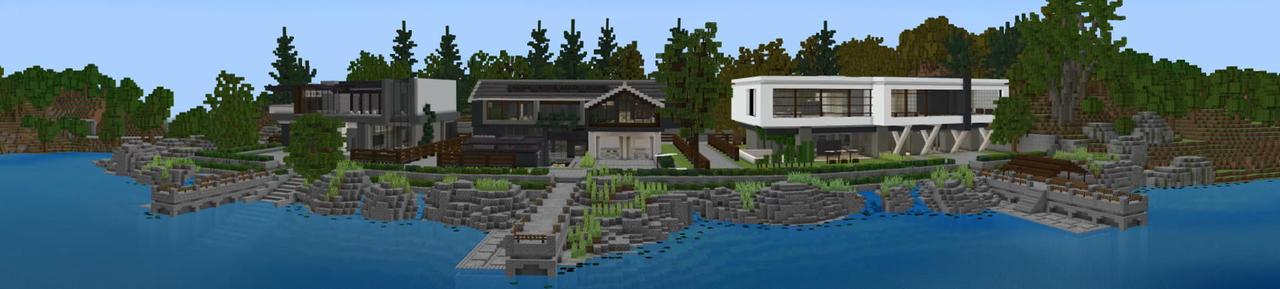 Panorama of the Minecraft Bedrock Marketplace product Millionaire Lake Mansions created by Pixelusion.